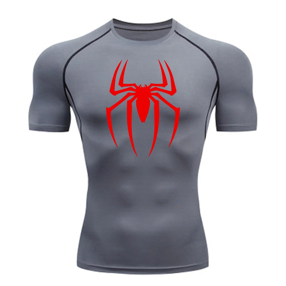 Chemise de compression imprimée araignée pour hommes, T-shirt à séchage rapide, maillot de course, manches courtes respirantes, printemps, été, S-3XL, 2025