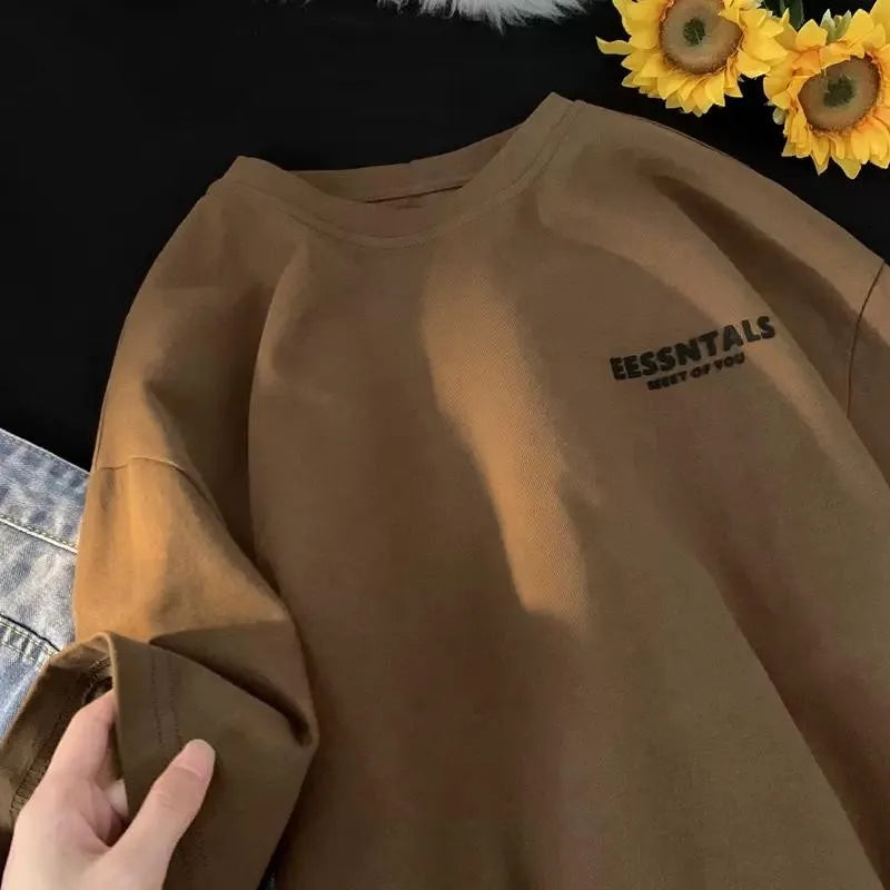 T-shirt décontracté à manches courtes et col rond pour homme, imprimé lettres surdimensionné, collection été 2026, style streetwear