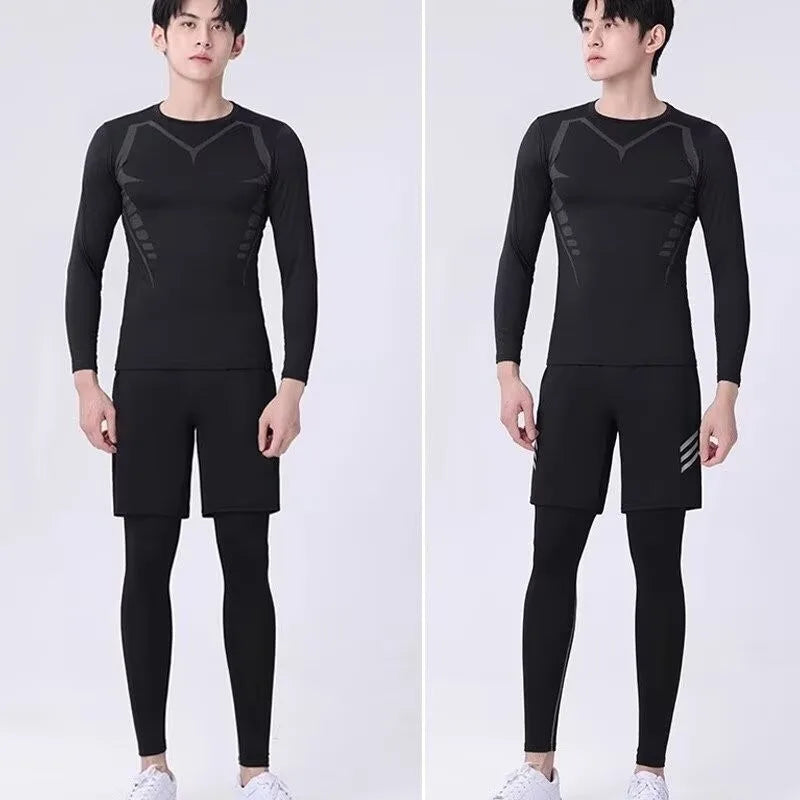 T-shirt homme course Sport T-shirt hommes Compression Fitness hauts T-shirt séchage rapide entraînement Gym Sport course chemises Jersey