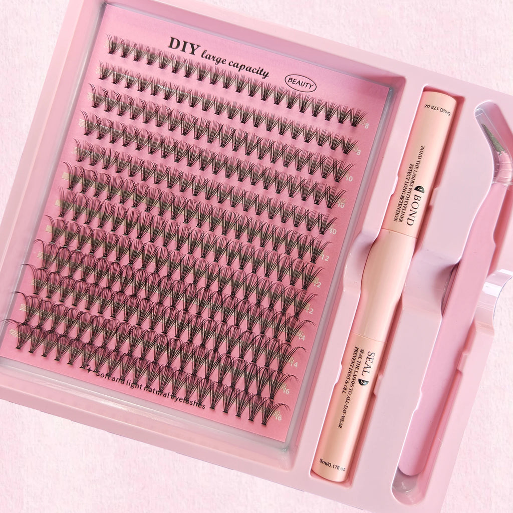 Kit complet de grappes de cils, 8-16mm, mélange de pincettes et de joint, pour auto-application, maquillage, Extensions de cils individuelles, DIY