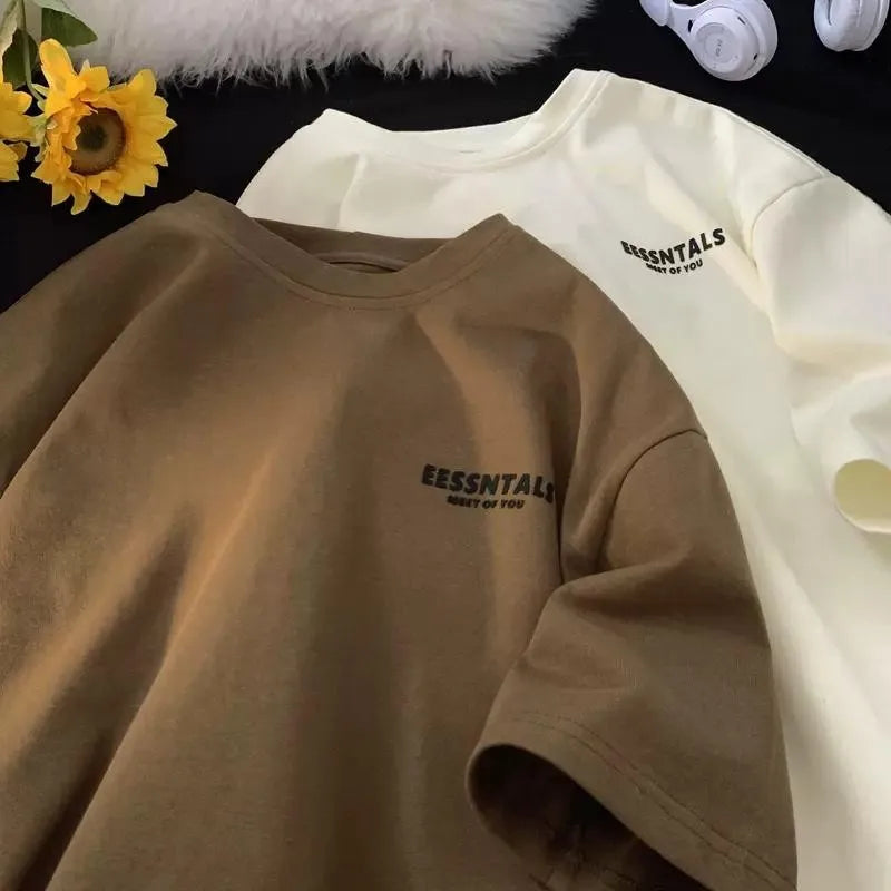 T-shirt décontracté à manches courtes et col rond pour homme, imprimé lettres surdimensionné, collection été 2026, style streetwear