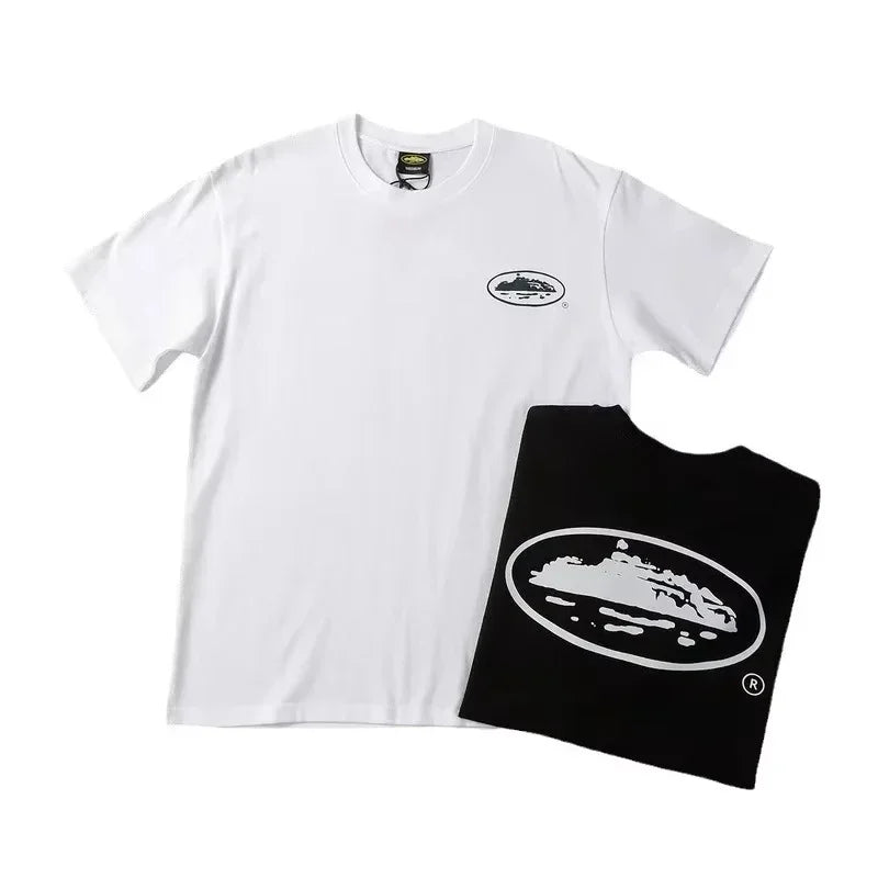 Sommer 2025 Neue kleines Boot bedrucktes Kurzarm-T-Shirt Lockeres Rundhals Atmungsaktives Halbarm Freizeit Mode Marke