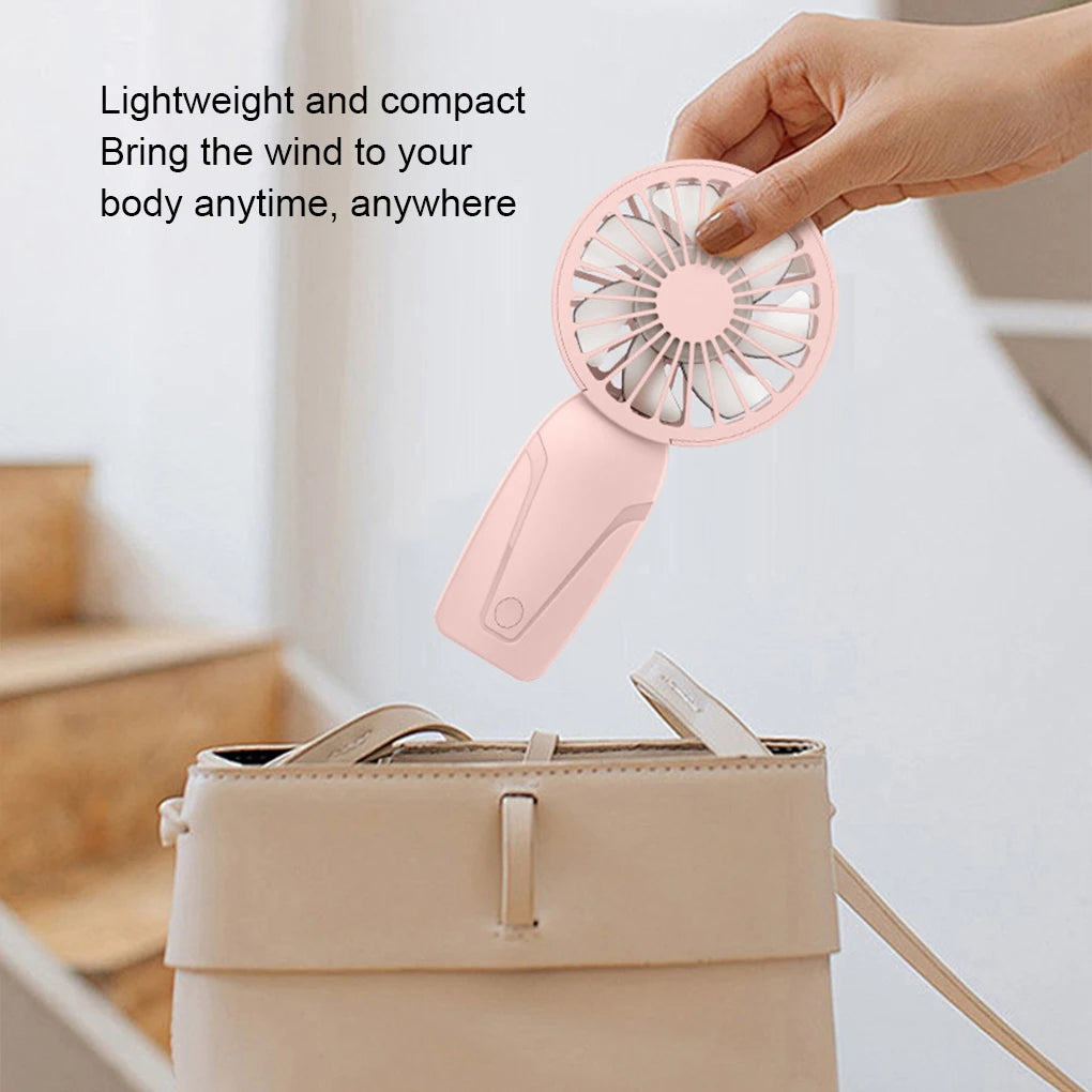Tragbarer Handheld-Kleinfächer, ABS, leicht, niedliches Aussehen, USB wiederaufladbar, Mini-Ventilator für unterwegs, tragbarer Mini-Taschenventilator