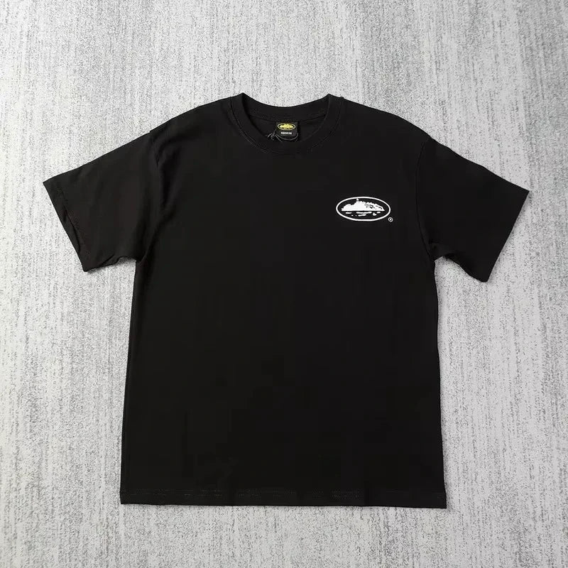 2025 Summer New Small Boat Printed Short Sleeve T-shirt Loose Round Neck Breathable Half Sleeve Casual Fashion Brand