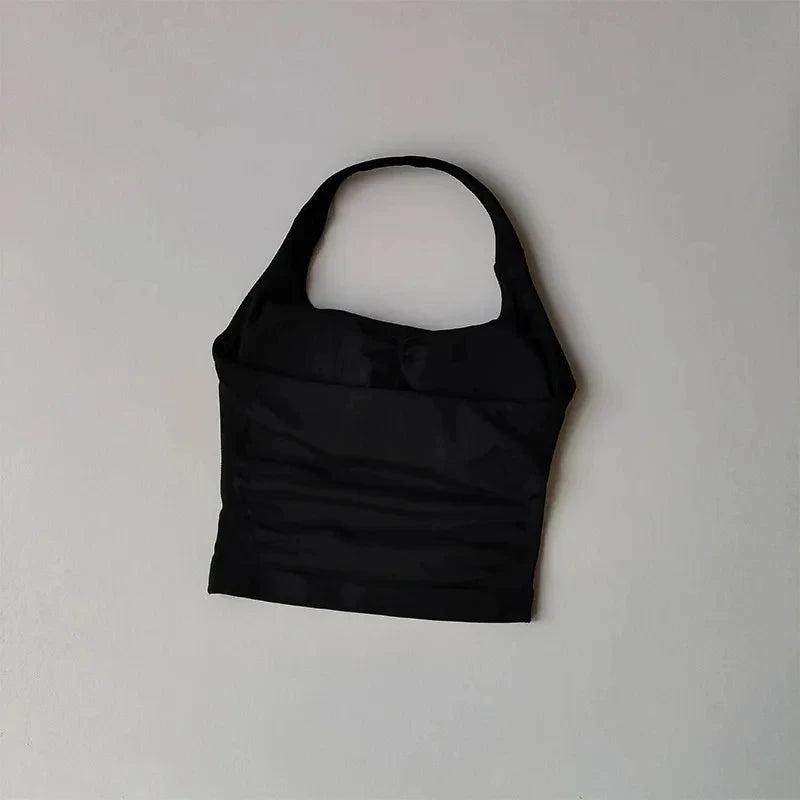 Débardeur de Yoga sans couture pour femmes, col licou, soutien-gorge intégré, rembourré, haut de sport, chemise sans manches, ajusté, dos nu, vêtements d'entraînement