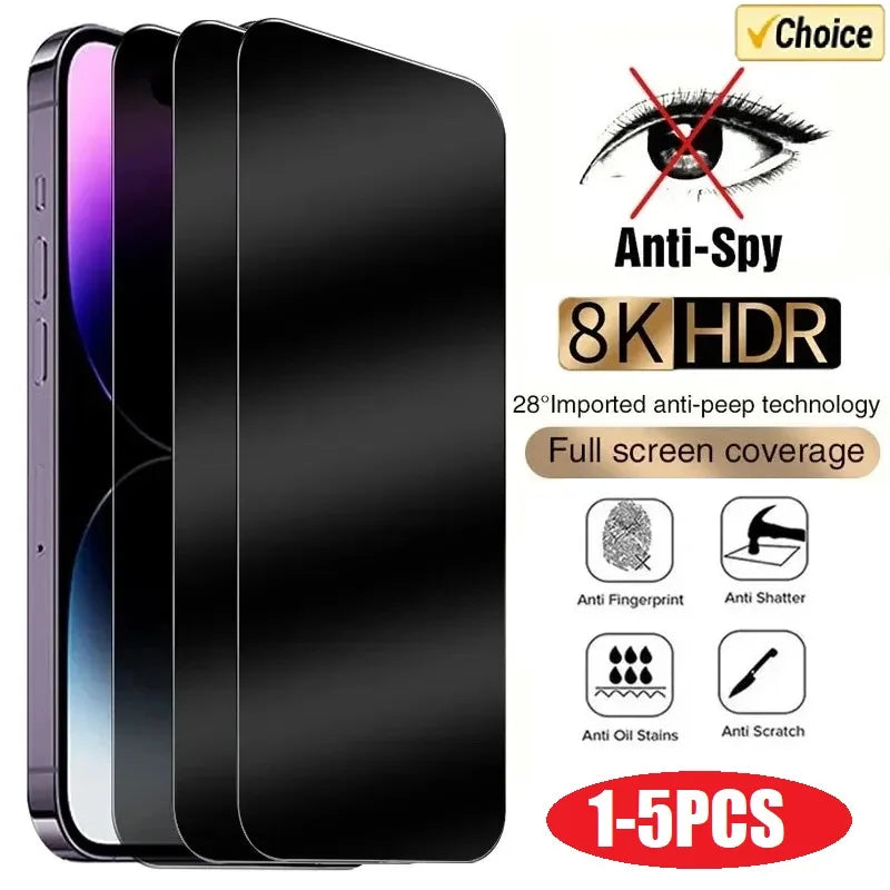 1-5 Stück Anti-Spionage-Glas für iPhone 15 14 13 12 11 Pro Max Mini X XS XR 7 8 6 Plus Blickschutzfolie für iPhone 17 16 17Air