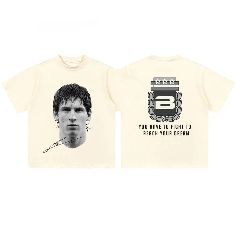 Cristiano Ronaldo Neymar Lionel Messi Football Superstar Portrait Printed Tee Men Women Cotton Loose Casual Short Sleeve T Shirt