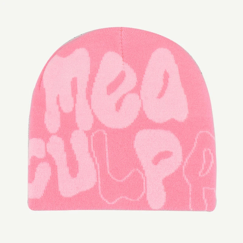 Mea Culpa tricot bonnets chapeau pour femmes hommes Couple Y2K quel est à la mode Bonnet Kpop laine Skullies capuches dame casquettes Gorro шапка