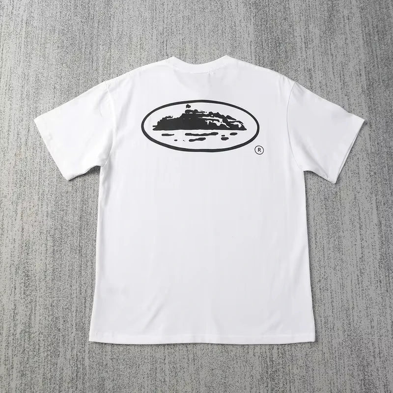 2025 Summer New Small Boat Printed Short Sleeve T-shirt Loose Round Neck Breathable Half Sleeve Casual Fashion Brand