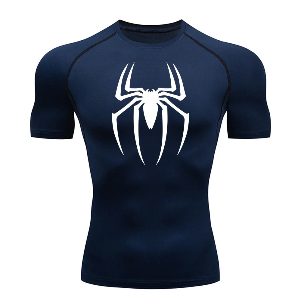 Chemise de compression imprimée araignée pour hommes, T-shirt à séchage rapide, maillot de course, manches courtes respirantes, printemps, été, S-3XL, 2025