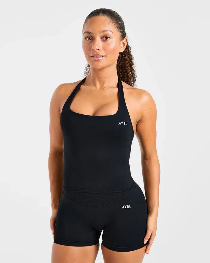 Fashion Enhance Seamless Halterneck Top Yoga Sports Bras Set Scrunch Bum Gym Shorts Women Workout Biker Stretch Fitness Leggings