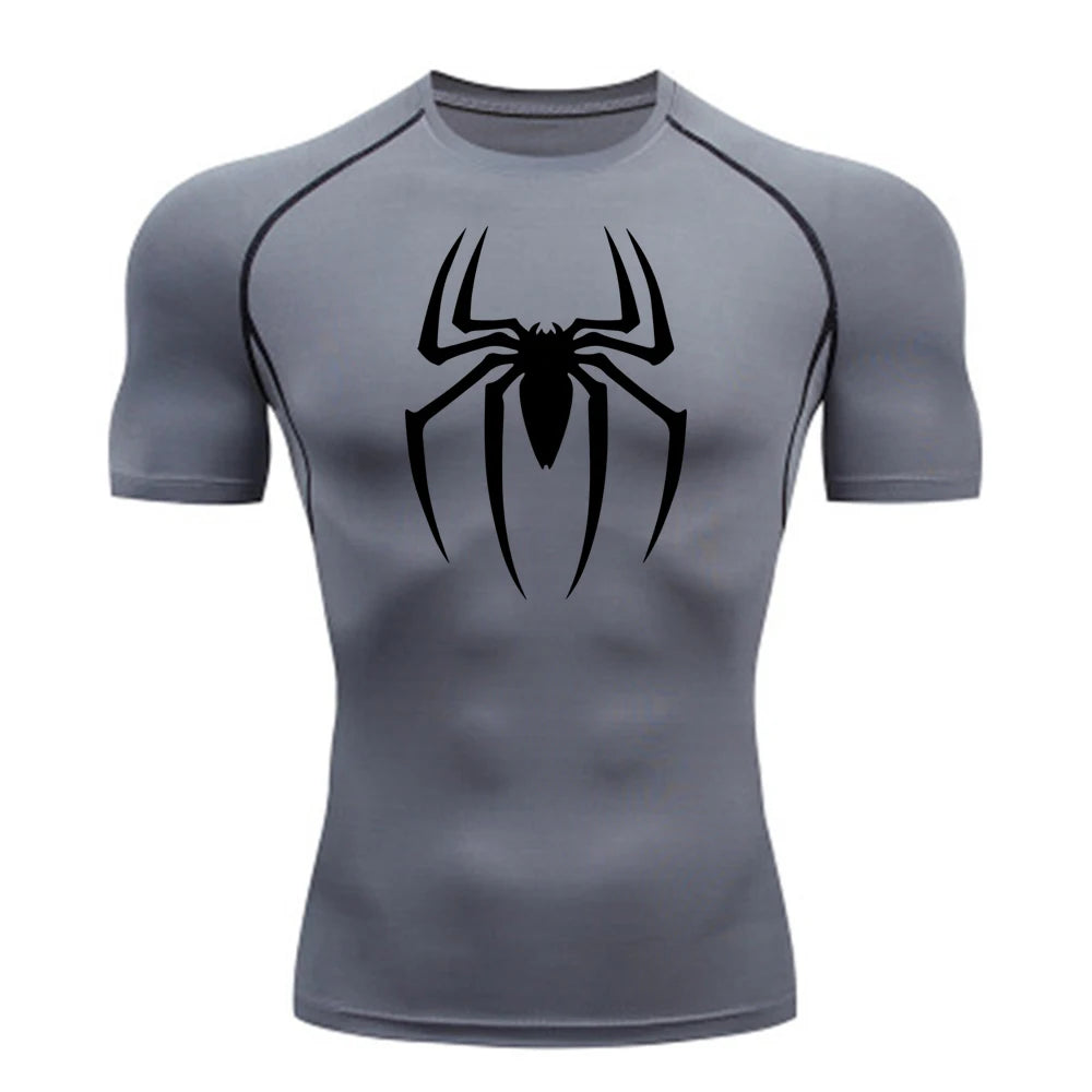 Chemise de compression imprimée araignée pour hommes, T-shirt à séchage rapide, maillot de course, manches courtes respirantes, printemps, été, S-3XL, 2025