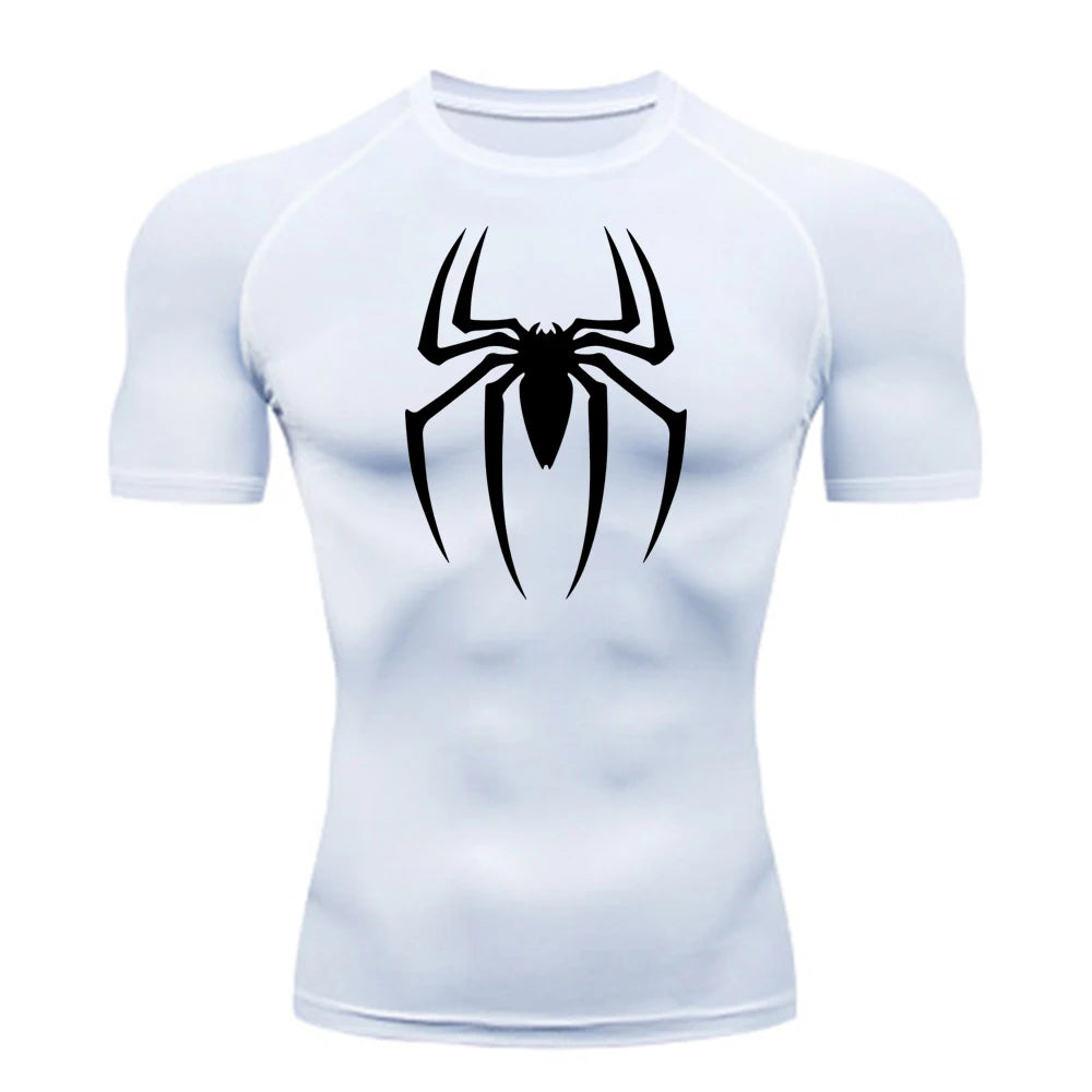 Chemise de compression imprimée araignée pour hommes, T-shirt à séchage rapide, maillot de course, manches courtes respirantes, printemps, été, S-3XL, 2025