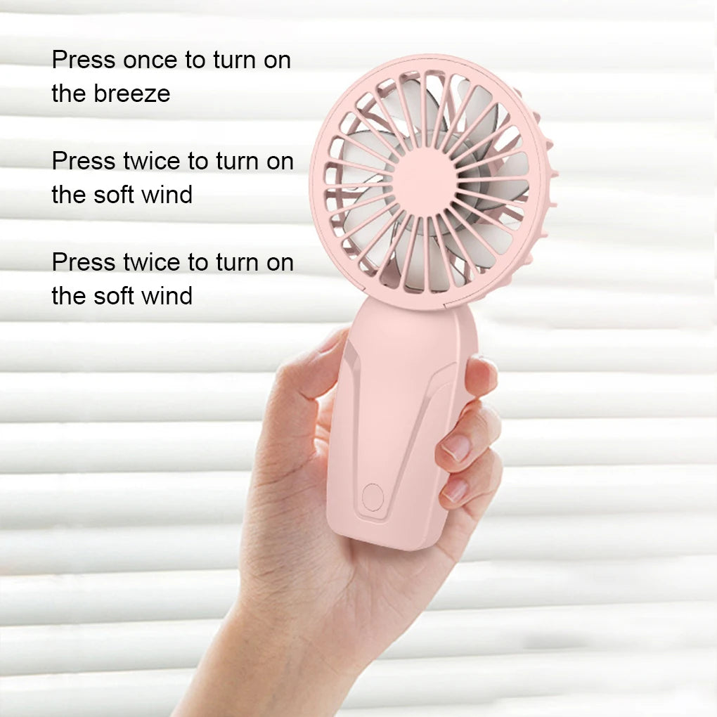 Tragbarer Handheld-Kleinfächer, ABS, leicht, niedliches Aussehen, USB wiederaufladbar, Mini-Ventilator für unterwegs, tragbarer Mini-Taschenventilator