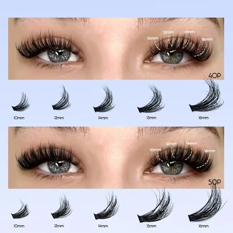 Kit complet de grappes de cils, 8-16mm, mélange de pincettes et de joint, pour auto-application, maquillage, Extensions de cils individuelles, DIY
