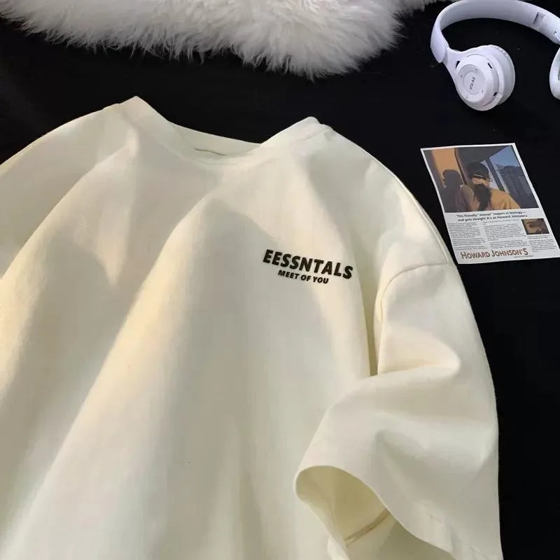 T-shirt décontracté à manches courtes et col rond pour homme, imprimé lettres surdimensionné, collection été 2026, style streetwear
