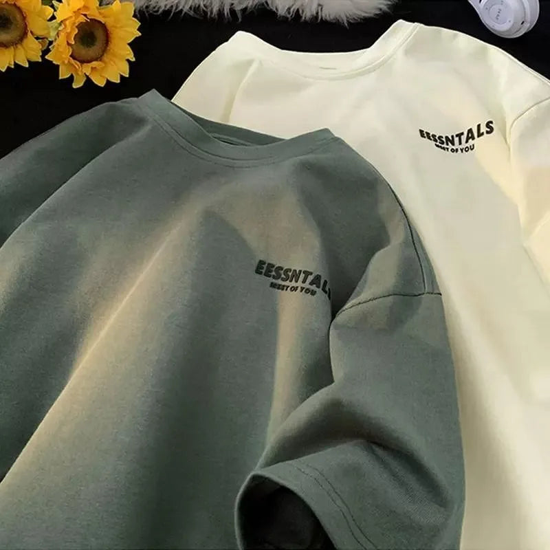 T-shirt décontracté à manches courtes et col rond pour homme, imprimé lettres surdimensionné, collection été 2026, style streetwear