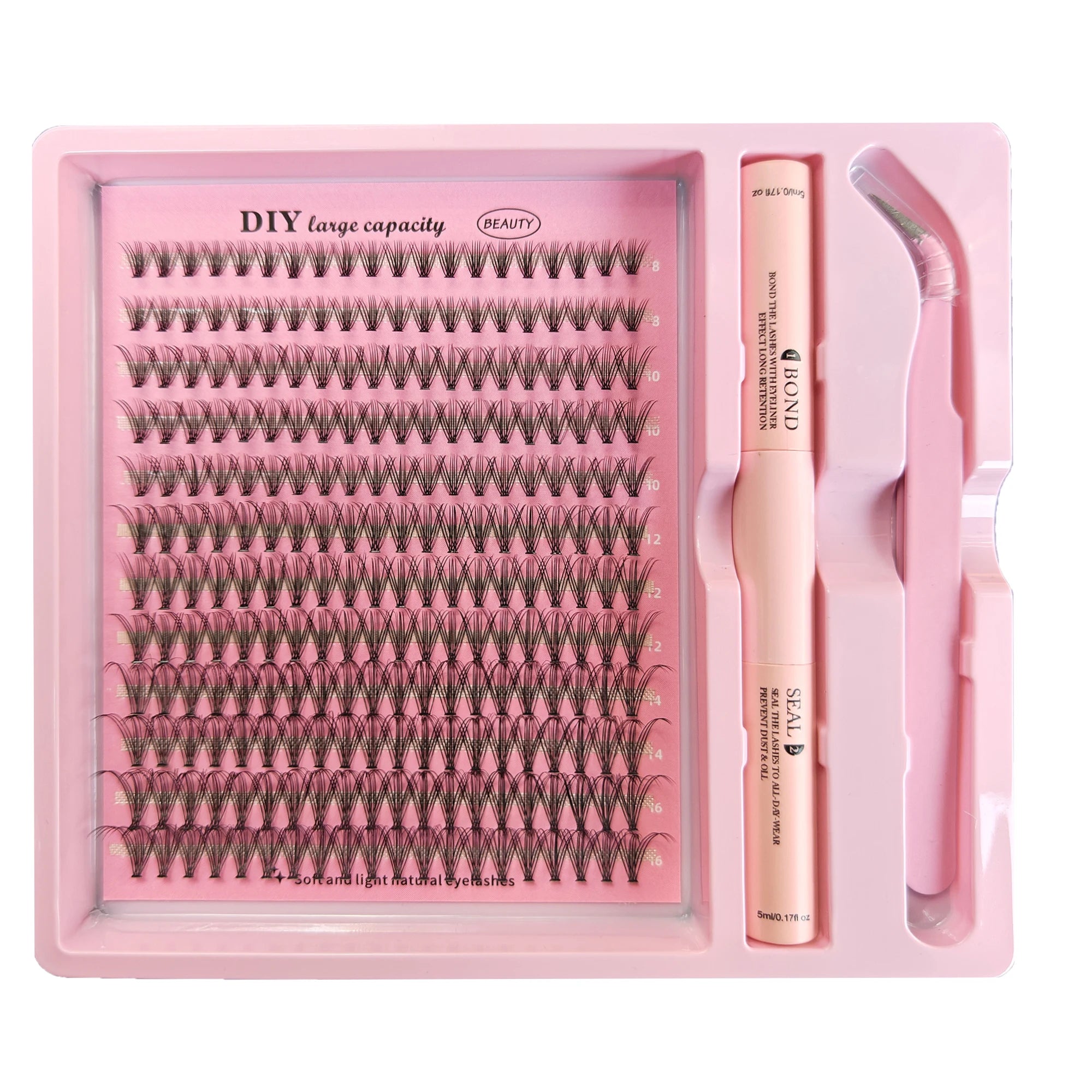 Kit complet de grappes de cils, 8-16mm, mélange de pincettes et de joint, pour auto-application, maquillage, Extensions de cils individuelles, DIY