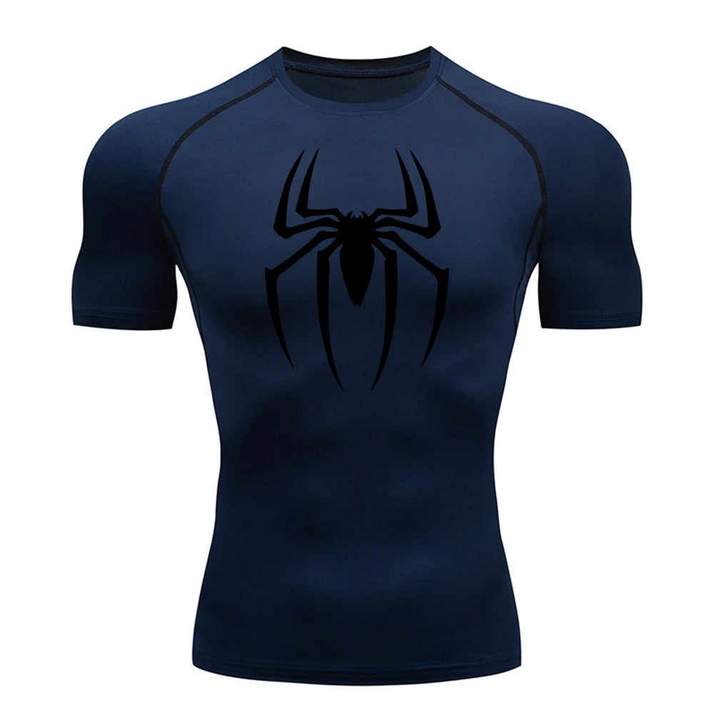 Chemise de compression imprimée araignée pour hommes, T-shirt à séchage rapide, maillot de course, manches courtes respirantes, printemps, été, S-3XL, 2025