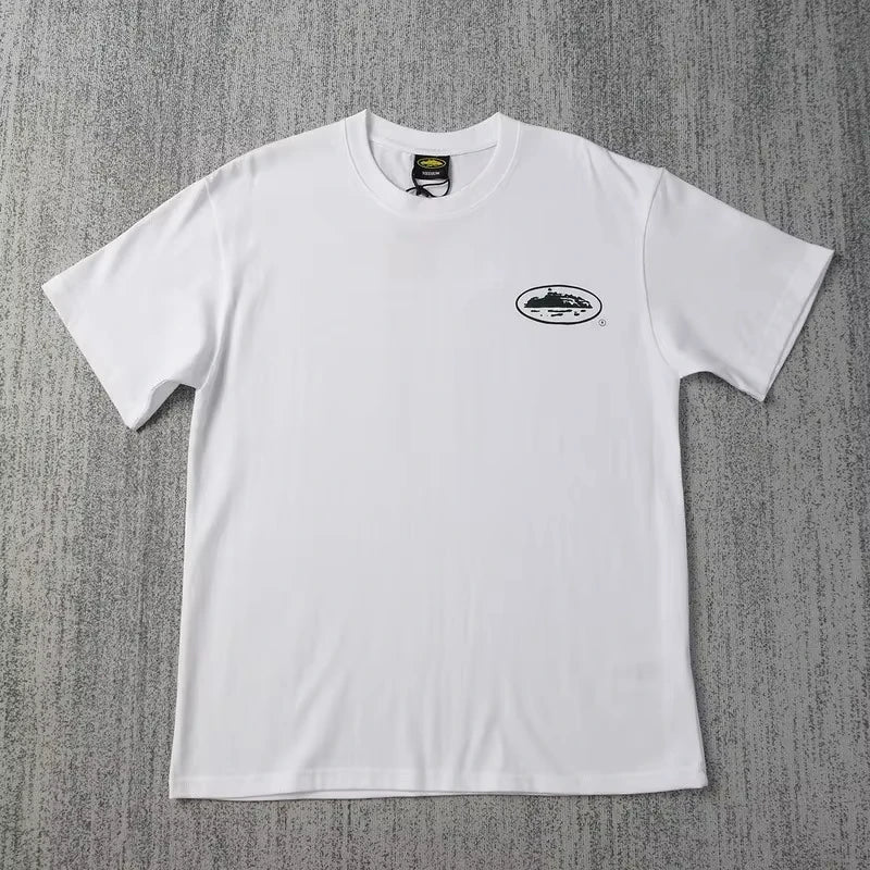 2025 Summer New Small Boat Printed Short Sleeve T-shirt Loose Round Neck Breathable Half Sleeve Casual Fashion Brand