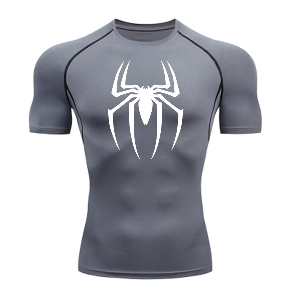 Chemise de compression imprimée araignée pour hommes, T-shirt à séchage rapide, maillot de course, manches courtes respirantes, printemps, été, S-3XL, 2025