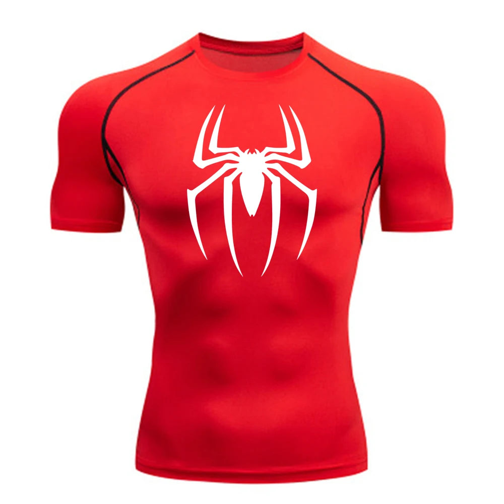Chemise de compression imprimée araignée pour hommes, T-shirt à séchage rapide, maillot de course, manches courtes respirantes, printemps, été, S-3XL, 2025