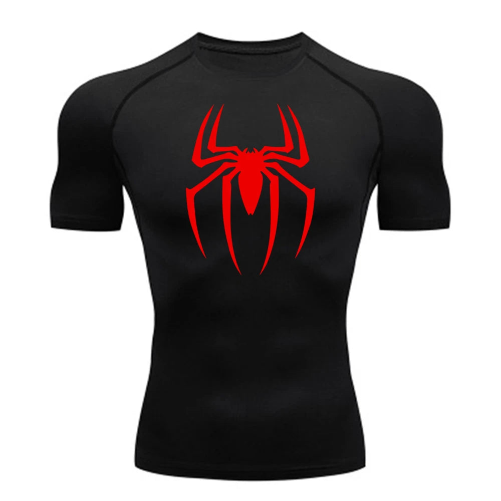 Chemise de compression imprimée araignée pour hommes, T-shirt à séchage rapide, maillot de course, manches courtes respirantes, printemps, été, S-3XL, 2025