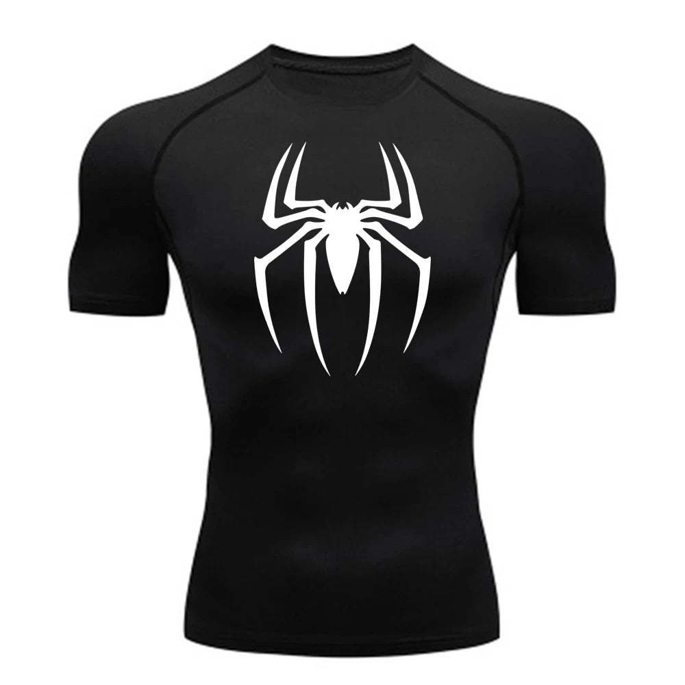 Chemise de compression imprimée araignée pour hommes, T-shirt à séchage rapide, maillot de course, manches courtes respirantes, printemps, été, S-3XL, 2025