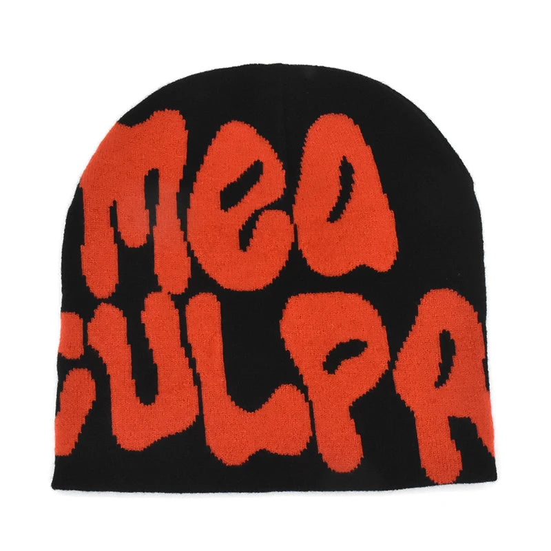 Mea Culpa tricot bonnets chapeau pour femmes hommes Couple Y2K quel est à la mode Bonnet Kpop laine Skullies capuches dame casquettes Gorro шапка
