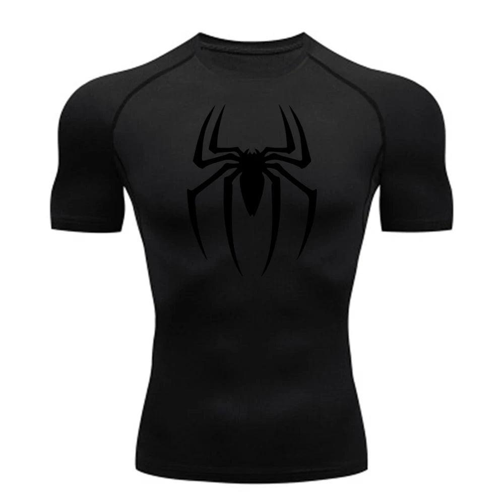 Chemise de compression imprimée araignée pour hommes, T-shirt à séchage rapide, maillot de course, manches courtes respirantes, printemps, été, S-3XL, 2025