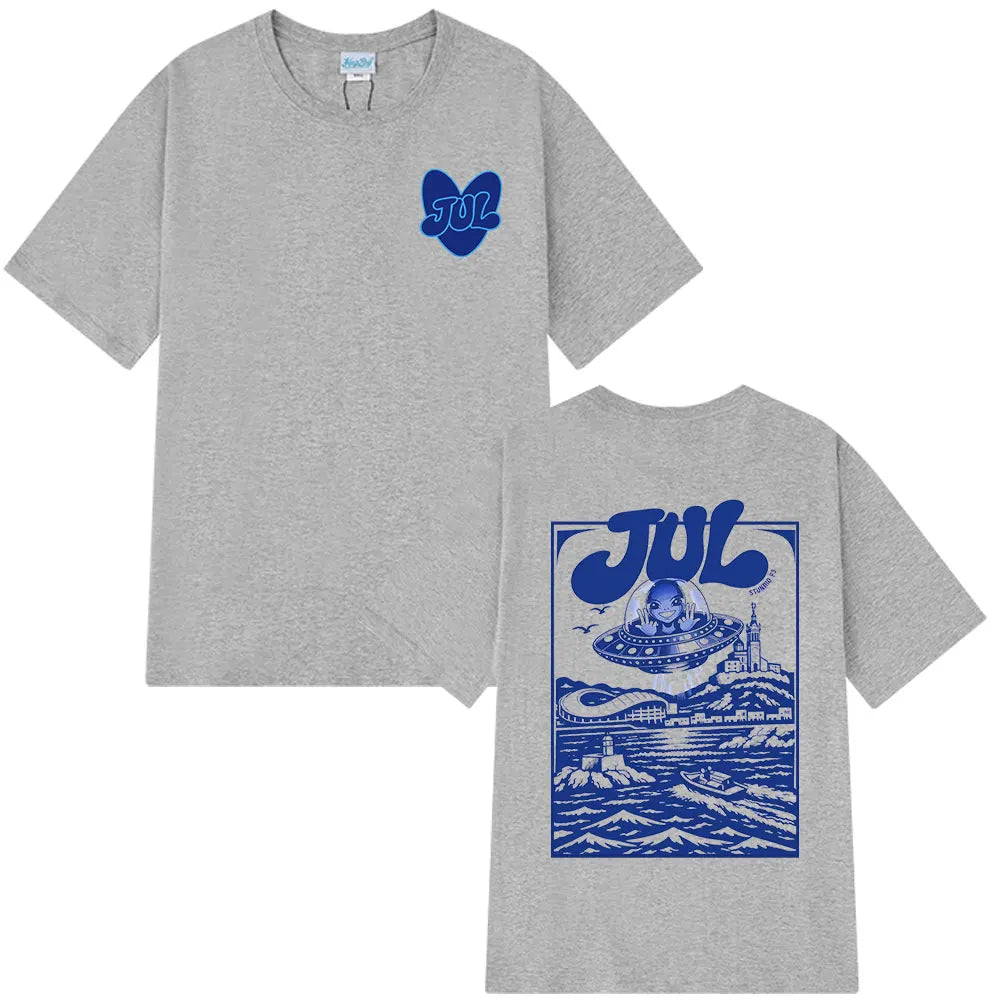 T-shirt graphique Rapper Jul pour hommes et femmes, vêtements tendance Hip Hop Y2K, haut décontracté en coton à manches courtes, t-shirts oversize, streetwear