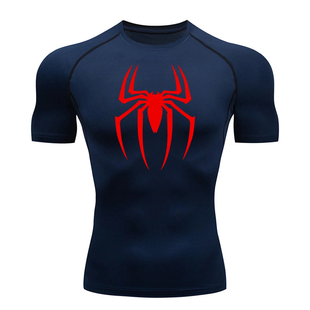 Chemise de compression imprimée araignée pour hommes, T-shirt à séchage rapide, maillot de course, manches courtes respirantes, printemps, été, S-3XL, 2025