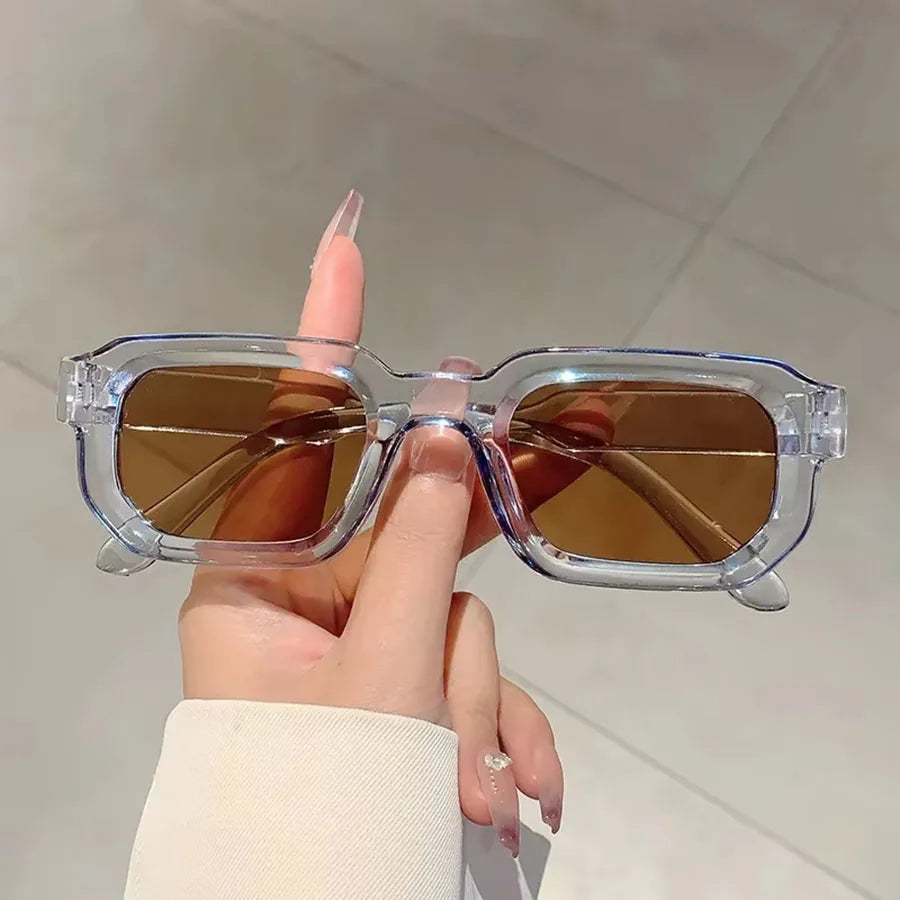6PCS/Set Women Vintage Rectangle Frame Sunglasses Fashion Retro Sun Glasses Luxury Brand Design Glasses UV400 Eyewear Men Goggle