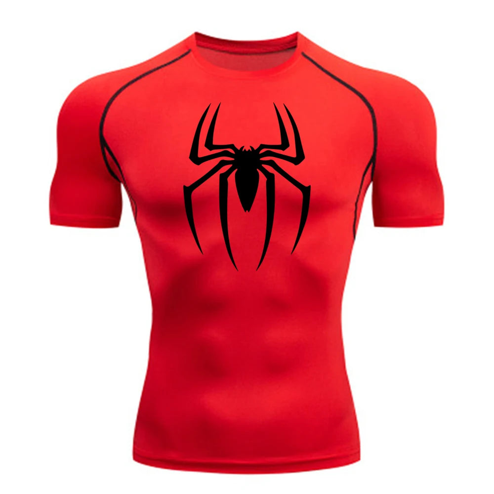 Chemise de compression imprimée araignée pour hommes, T-shirt à séchage rapide, maillot de course, manches courtes respirantes, printemps, été, S-3XL, 2025
