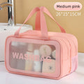 Sac de maquillage en PU double transparent, séparation sèche-humide, sac de lavage portable, sac de rangement de cosmétiques, voyage fitness, essentiels de natation
